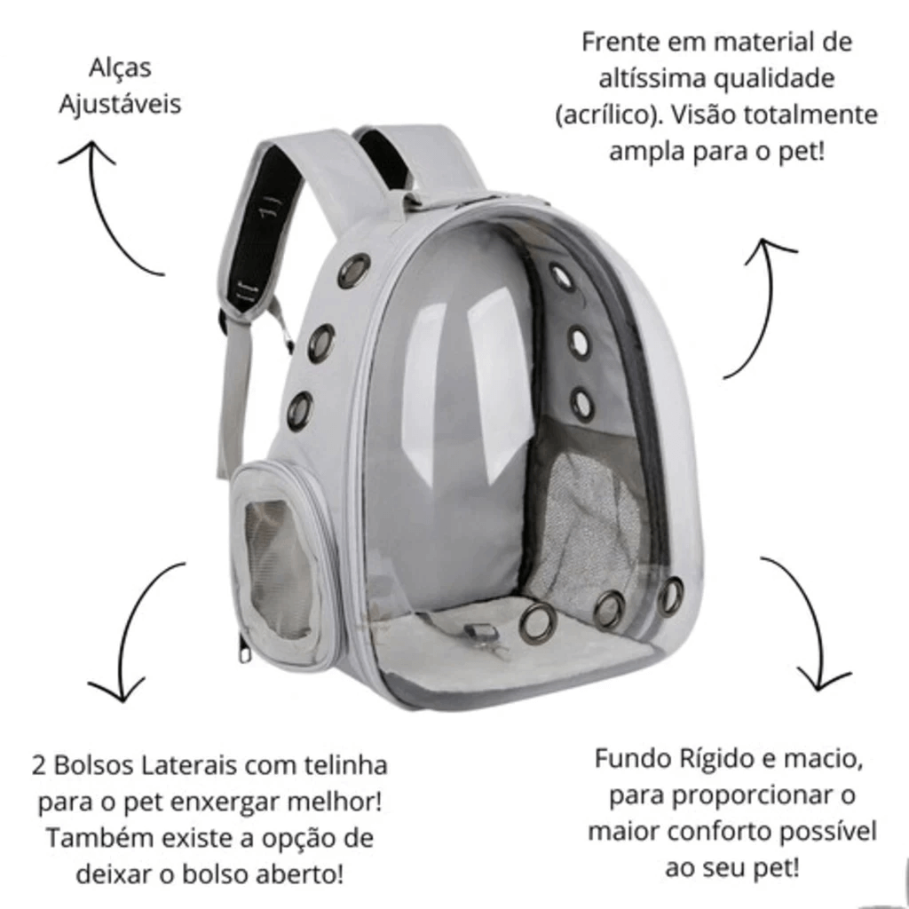 Mochila de Transporte Panorâmica para Pets