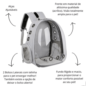 Mochila de Transporte Panorâmica para Pets